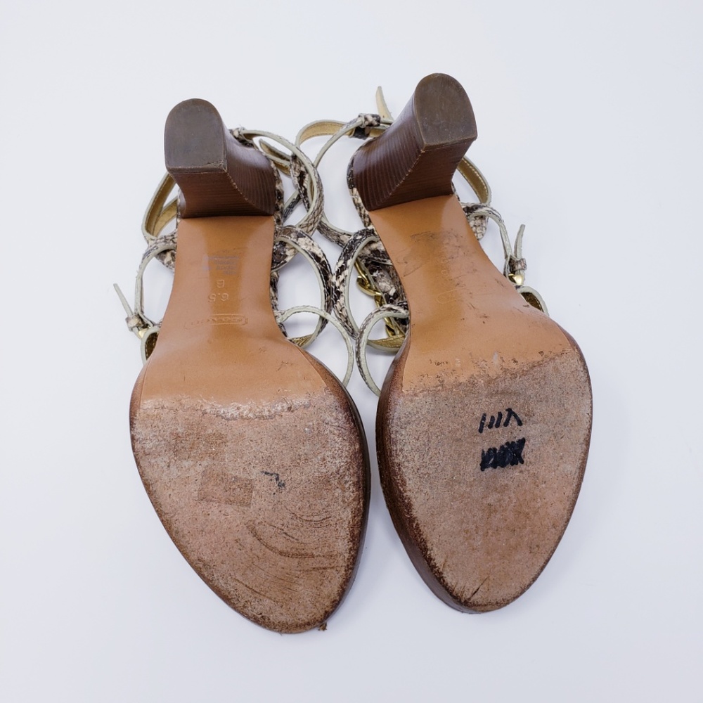 Coach Libertie Python Gold T Strap Gladiator Heels - image 8